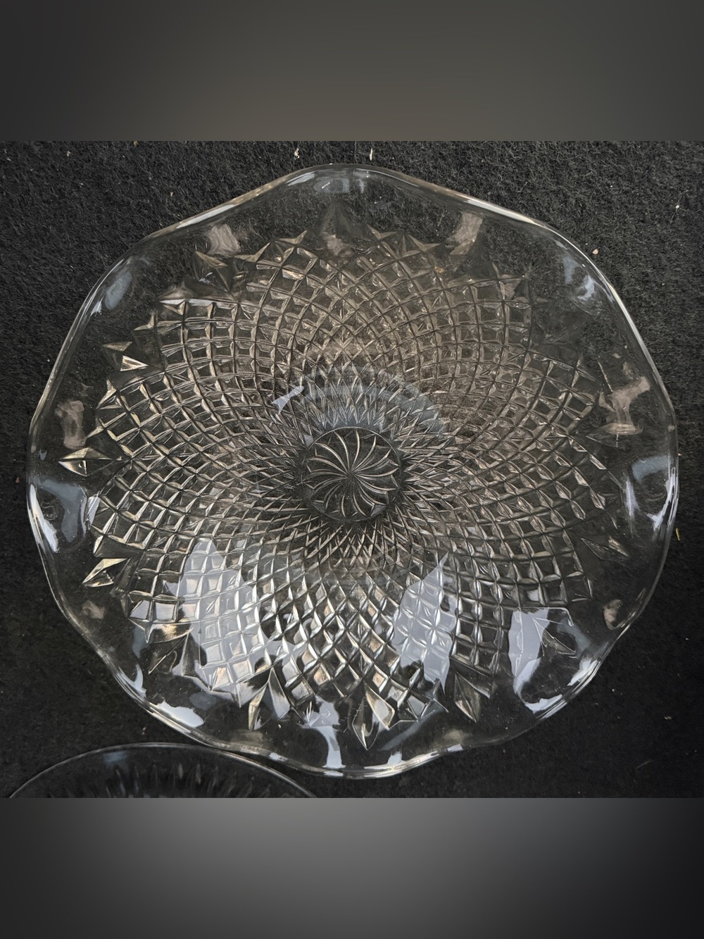 Clear Cut-Pattern Glass Serving Platter - Elegant Centerpiece